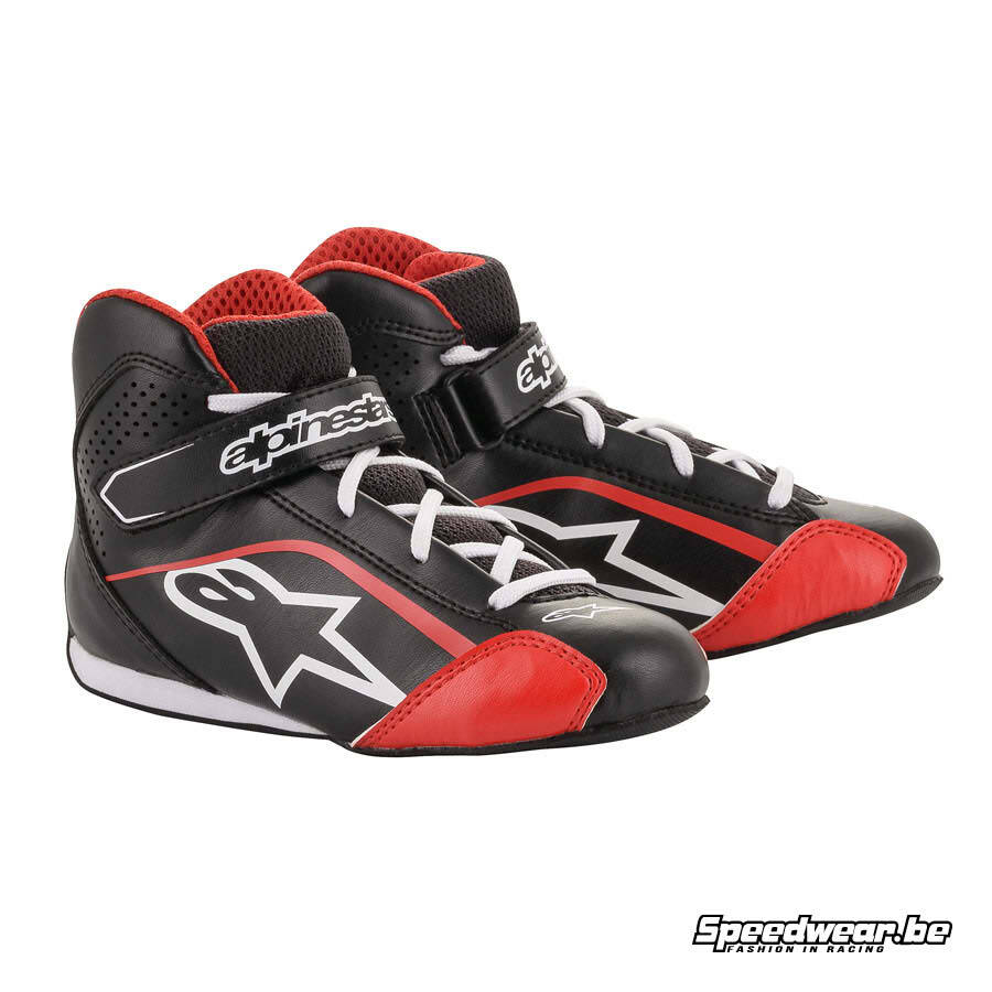 Alpinestars Tech 1 K S kinder kartschoenen - Zwart Wit Rood